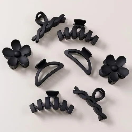 Miniatura 13 de Sunolga 8 pinzas para cabello para mujer, pinzas de garra con forma de flor para cabello grueso, accesorios para cabello antideslizantes