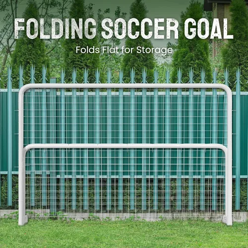 Miniatura 3 de DoCred Porterías de fútbol de 6x4/8x6/10x6.5/12x6/16x7/18x7/21x7/24x8 pies, portería de fútbol plegable de acero de tamaño completo para patio