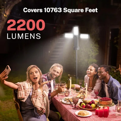 Miniatura 3 de OGERY Luz de camping recargable de 10000mAh con soporte 2 m de altura máxima, luz de trabajo inalámbrica con 3 cabezales de lámpara LED, 2200