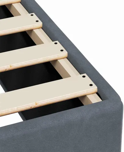 Miniatura 8 de Marco de cama con plataforma individual XL, tapizado en terciopelo gris oscuro, madera contrachapada moderna y estable y construcción de madera