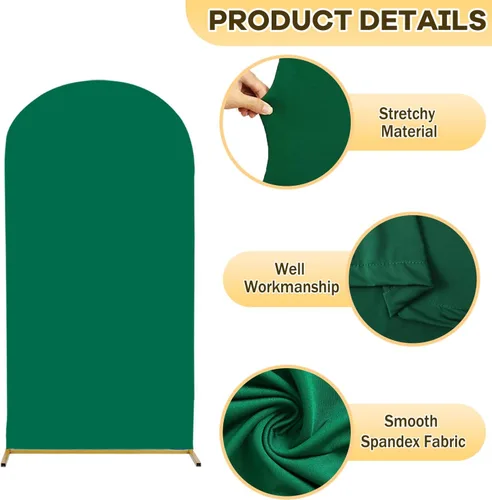 Miniatura 3 de Cubierta de Arco de Boda Verde Cazador 3.3x6.6 pies Spandex Elástico Chiara Cubierta de Telón de Fondo para Soporte de Arco de Parte Superior