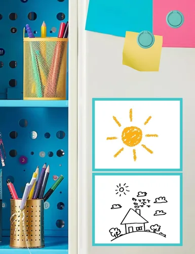 Miniatura 5 de Mymazn Espejo magnético para casillero escolar, kit de 5 accesorios de casillero con espejo magnético, tablero de borrado en seco, soporte