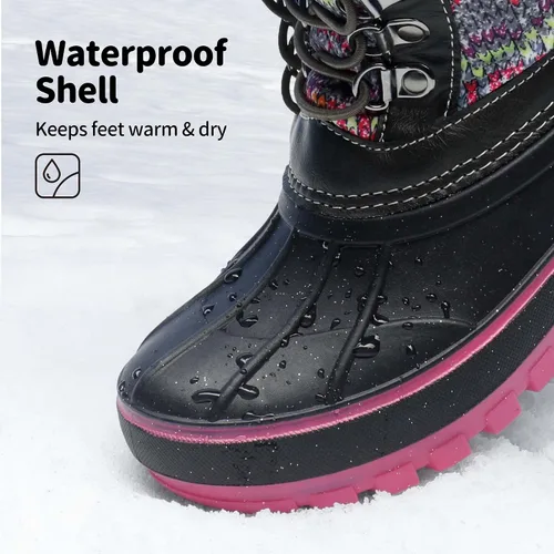 Miniatura 2 de DREAM PAIRS Botas de nieve, impermeables, con aislamiento, de invierno, para niño y niña