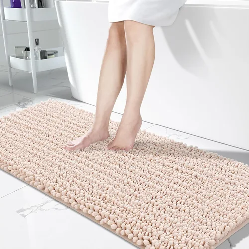 Miniatura 100 de Yimobra Alfombras de Baño Antideslizantes Lavables - Alfombra de Baño de Chenilla Ultra Suave Absorbente, Alfombra Peluda de Secado Rápido para Negro