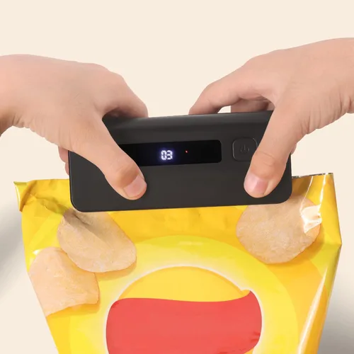 Miniatura 3 de Mini sellador de bolsas, bolsas de papas fritas de 4.7 pulgadas, sellador térmico con pantalla LED de alimentación y 9 engranajes ajustables, Negro