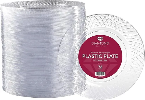 Miniatura 8 de Prestee 102 platos de plástico transparente desechables - Platos de plástico duro transparente de 6.25 pulgadas de alta resistencia para fiestas
