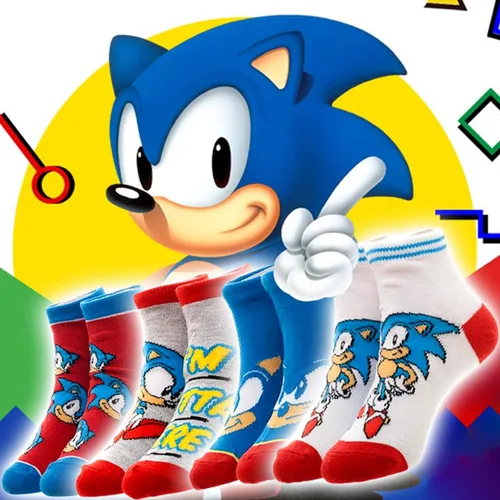 Miniatura 6 de Bioworld Sega Sonic The Hedgehog - Calcetines de tobillo juvenil, 4 pares, Multi