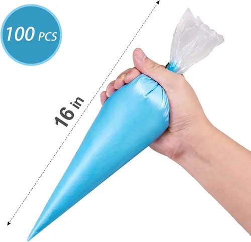 Miniatura 2 de Bolsas de tubería de 16 pulgadas desechables, 100 piezas de bolsas de pastelería grandes, bolsas para glaseado, bolsas para decoración de pasteles