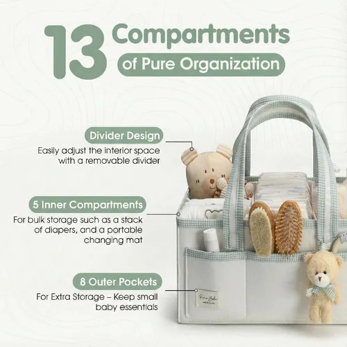 Miniatura 2 de Organizador de Pañales PeraBella XL con Asa, Bolsa de Regalo para Baby Shower, Artículos Imprescindibles para Registro de Búsqueda, Organizador