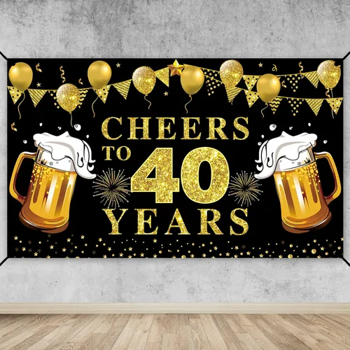 Miniatura 8 de Decoración de pancarta de feliz cumpleaños número 21, suministros de fiesta de telón de fondo de texto en negro y dorado con texto en inglés "Cheers