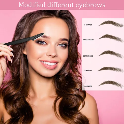 Miniatura 5 de Boao 60 piezas de afeitadora de cejas, herramienta de dermaplaning para mujeres y hombres, microcuchillas moldeadoras con cubierta de precisión