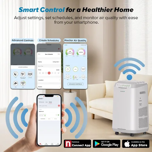Miniatura 6 de Nuwave Forever Smart - Purificador de aire para el hogar, nunca reemplaza el sistema de filtro de aire, filtración patentada de 7 etapas, limpia una