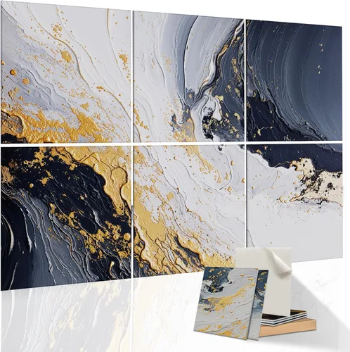 Miniatura 11 de Paquete de 9 paneles acústicos de arte para pared, paneles absorbentes de sonido de 48 x 36 pulgadas, paneles decorativos de amortiguación