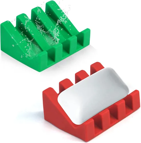 Miniatura 11 de Jabonera de silicona para jabón en barra, soporte para jabón para ducha y baño, bandeja autodrenante en cascada para secado, mantiene las pastillas
