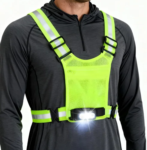 Luces de correr para corredores, chaleco reflectante con sensor de movimiento de 3 modos, luces con inclinación ajustable de 45°, chaleco