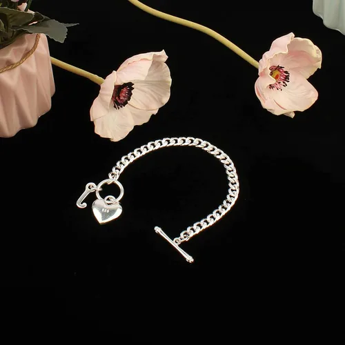 Miniatura 6 de IVYRISE Pulsera con dije de corazón de amor para mujeres, adolescentes y niñas, chapada en plata de ley 925, pulseras de cadena de eslabones