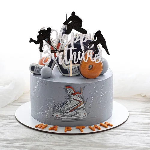 Miniatura 4 de 1 pieza de decoración de pastel de hockey con purpurina para decoración de pastel de hockey sobre hielo, jugador de hockey sobre hielo, selección