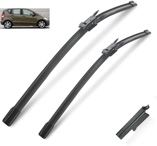 Limpiaparabrisas delantero de automóvil compatible con Mercedes Benz Clase A W169 Clase B W245 Cepillos de parabrisas de 26 pulgadas + 23 pulgadas