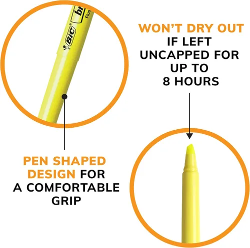 Miniatura 7 de Rotuladores, punta de cincel, colores surtidos, BIC Brite Liner 24 unidades, Amarillo