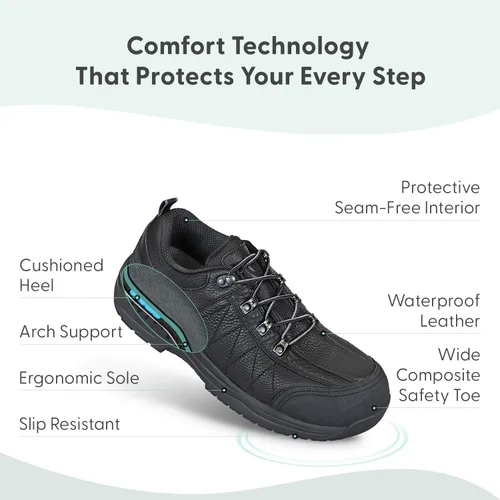 Miniatura 4 de Orthofeet Zapatos ortopédicos de trabajo de dolomita de cuero para hombre