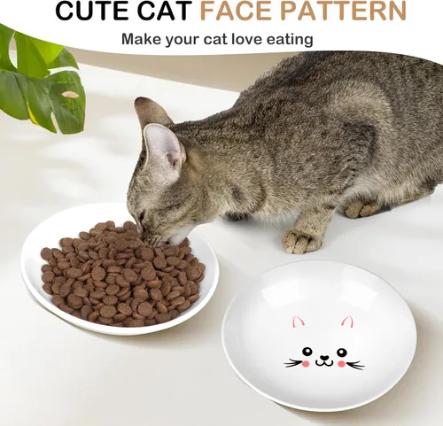 Miniatura 5 de TRUVIC Paquete de 4 cuencos de cerámica para gatos, platos de cerámica de 5.9 pulgadas para gatos de interior y perros pequeños, cuencos antifatiga