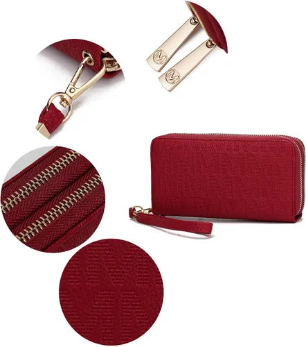 Miniatura 6 de MKF Collection Mia K - Cartera de pulsera para mujer, pequeña cartera de cuero vegano para tarjetas de crédito con cremallera y bolsillo
