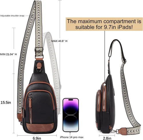 Miniatura 3 de Bolsos cruzados CLUCI para mujer y hombre, bolso bandolera de cuero, mochila de cuerpo cruzado para mujer, regalos para mujeres, cumpleaños, único
