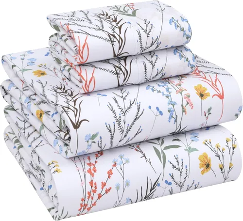 Miniatura 140 de RUVANTI Juego de sábanas divididas tamaño King de 100 % algodón para cama ajustable, 5 piezas, ropa de cama de tejido de percal suave y Guisante