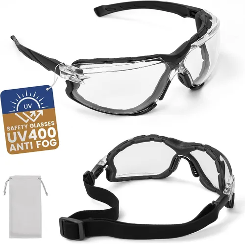 Miniatura 8 de Flaya Adjustable Foam Lined Safety Glasses ANSI Z87.1 Anti-Fog Mowing Goggles for Men & Women, UV400 Protection with Strap
