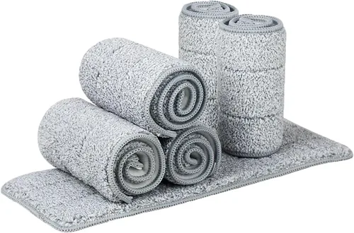 Miniatura 8 de Trapeador plano para limpieza de suelos. Trapeador húmedo de microfibra resistente, limpieza profunda para madera dura, azulejos y laminados, Juego
