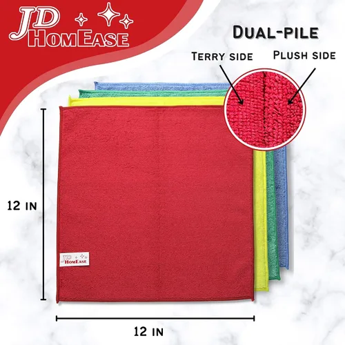 Miniatura 4 de Paños de limpieza de microfibra, paquete de 12, 12 x 12 pulgadas, multiusos, más suaves, altamente absorbentes, sin pelusas, reutilizables