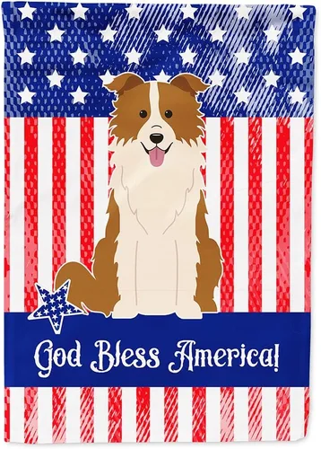 Caroline's Treasures BB3114GF - Bandera patriótica de Estados Unidos Border Collie para jardín, color rojo y blanco, bandera decorativa para patio