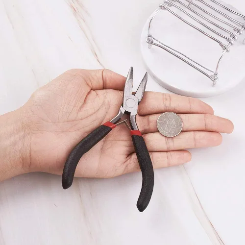 Miniatura 3 de Beadthoven - Juego de 1 alicates de nariz doblada de acero endurecido al carbono para hacer joyas, manualidades, herramienta de reparación