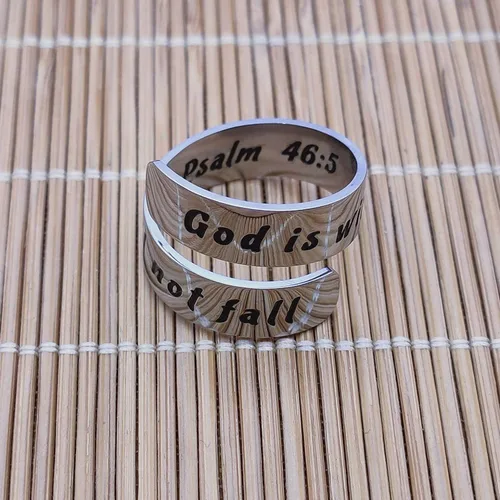 Miniatura 10 de HOFOYA Anillos inspiradores ajustables de acero inoxidable, anillos de grabado, joyería motivacional, graduación, San Valentín, regalos