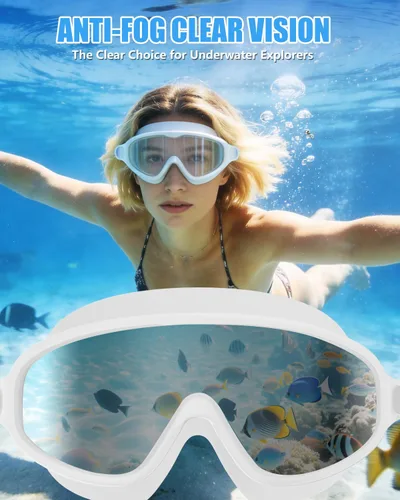 Miniatura 4 de Aegend Gafas de natación para adultos y jóvenes, paquete de 2 gafas de natación antivaho anti-UV para hombres y mujeres Blanco & negro