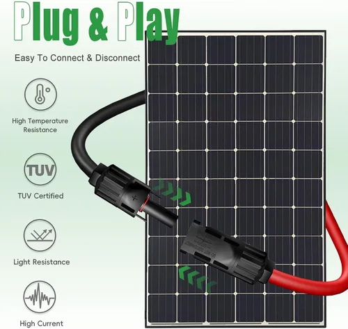 Miniatura 2 de Cable de extensión solar de doble cable de 6 pies – Conector de panel solar de 10 AWG (6 mm²), con conectores solares IP67 macho/hembra