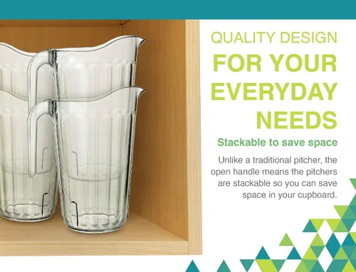 Miniatura 7 de Arrow - Jarra de plástico transparente, 60 onzas, diseño apilable que ahorra espacio, apta para lavavajillas, ideal para agua, cerveza y jugo, sin