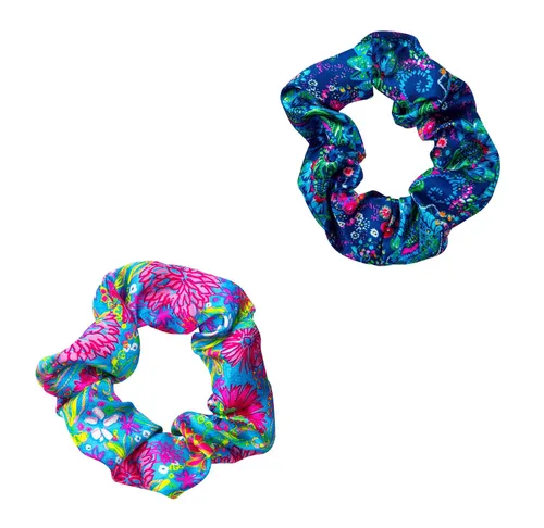 Miniatura 7 de Lilly Pulitzer Juego de 2 coleteros azules, paquete de 2 bandas elásticas de satén, lindas cintas para el cabello para mujeres y niñas, Soleil It On