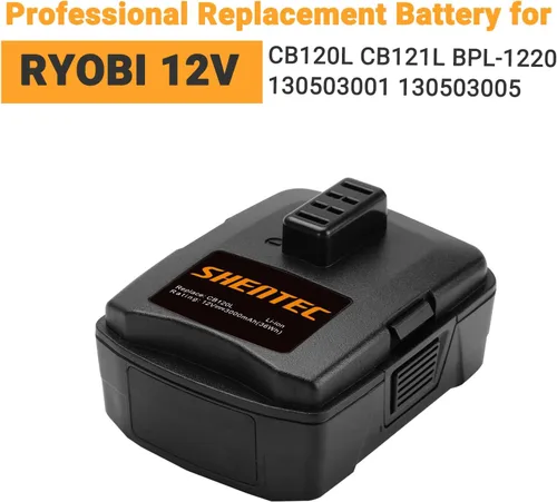Miniatura 2 de Shentec Paquete de 2 baterías de 3.0Ah 12V compatibles con RYOBI CB120L CB121L BPL-1220 130503001 130503005, batería de litio de 12 V