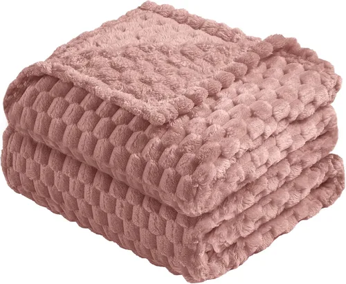 Miniatura 98 de Vessia - Manta de forro polar de franela (50x70 pulgadas), manta 3D de jacquard negra, esponjosa y cálida para sofá, sillón, cama, silla, 300GSM