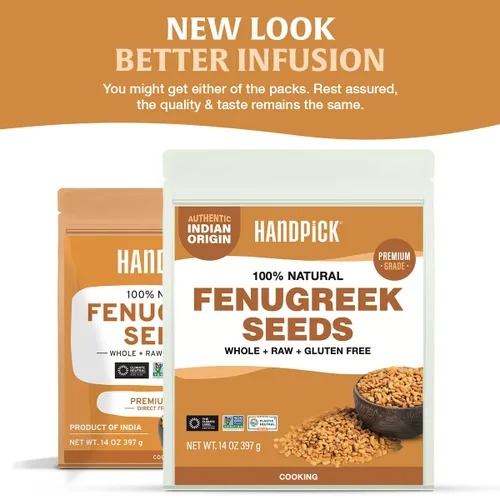Miniatura 3 de HANDPICK Semillas de fenogreco (14 onzas) de fenogreco totalmente natural, semillas de metilo enteras de origen indio (Trigonella Foenum Graecum)