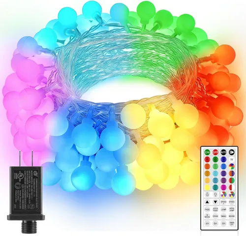 Miniatura 11 de OMIKA Cadena de luces de 100 LED de 33 pies, cambio de color, alimentadas por batería, impermeables, luces de hadas blancas cálidas y multicolor