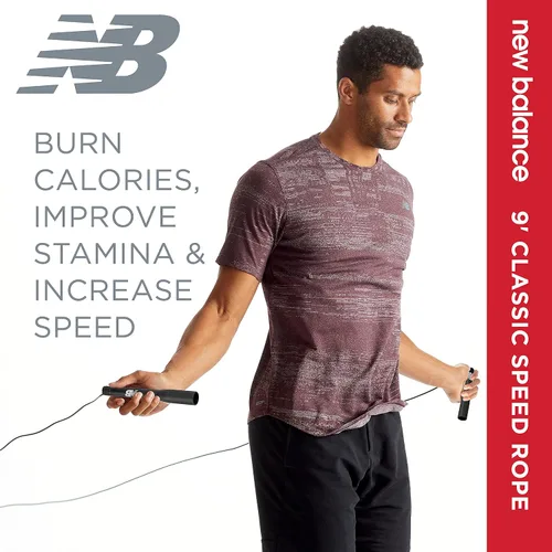 Miniatura 3 de New Balance Cuerda de velocidad clásica, cuerda de salto para fitness, entrenamiento de cuerpo completo, ligera, sin enredos, portátil y ajustable