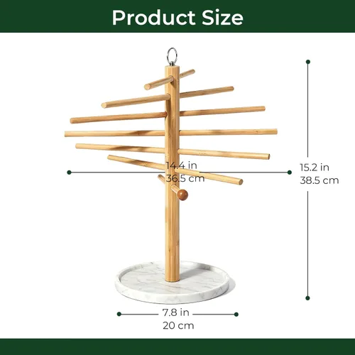 Miniatura 3 de Escurridor de pasta con varita de transferencia y 7 barras, estante de secado de fideos fácil de transferir para secar pasta y cocinar, diseño Blanco
