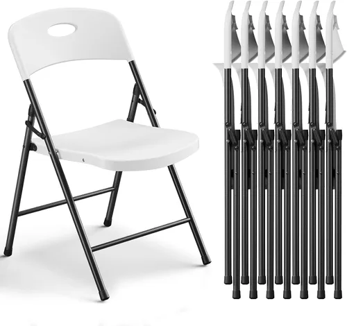 Miniatura 13 de Paquete de 2 sillas plegables, sillas plegables de metal resistente de plástico para exteriores e interiores, portátiles de capacidad de 350 libras