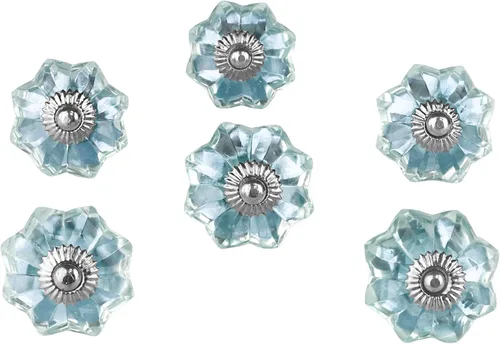 Miniatura 21 de Indian Shelf Paquete de 6 manijas de cristal vintage con flores de caléndula ámbar y diseño elegante para cajones