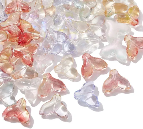 Miniatura 10 de LiQunSweet 100 cuentas de cristal checo transparentes de 10 colores, cuentas sueltas de hoja de trébol para hacer joyas y manualidades, 0.295 x