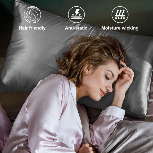 Miniatura 2 de Paquete de 6 fundas de almohada de satén tamaño King para cabello y piel, fundas de almohada lujosas y sedosas con cierre de sobre, 20 x 36