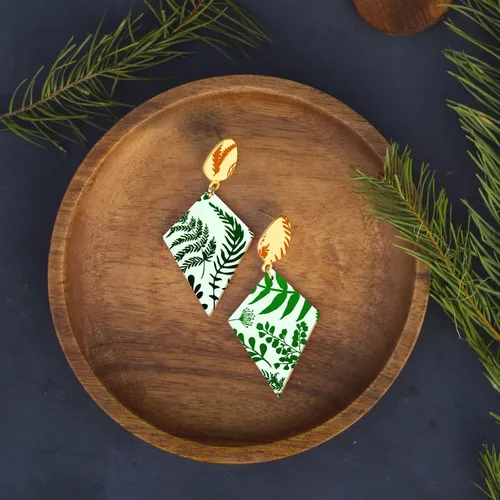 Miniatura 4 de OLYCRAFT Plantilla de arcilla de 4 x 5 pulgadas, diseño de hojas de helecho, pantalla de seda para hojas de arcilla polimérica, plantillas de Hoja