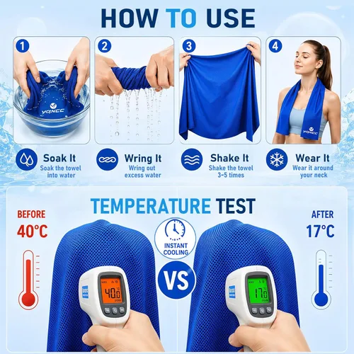 Miniatura 3 de YQXCC Paquete de 4 toallas refrescantes de 40 x 12 pulgadas, toallas de hielo de microfibra para cuello y cara, trapos suaves y transpirables para 2